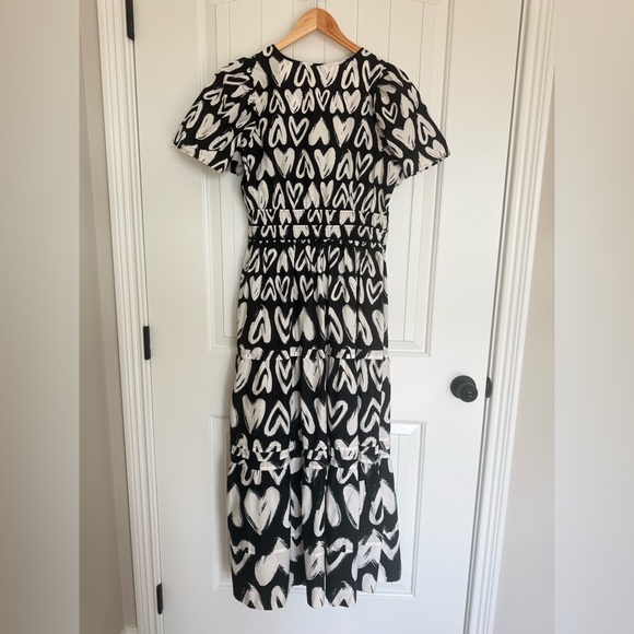 NWT Anthropologie Somerset Maxi Dress Heart Print Black White Poplin Medium - Picture 7 of 11